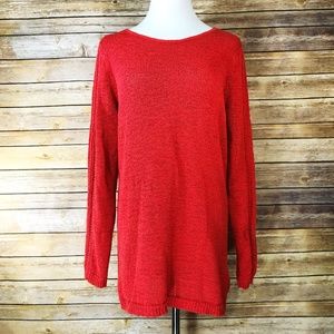 Rachel Zoe Coral Red Karla Open Knit Sweater